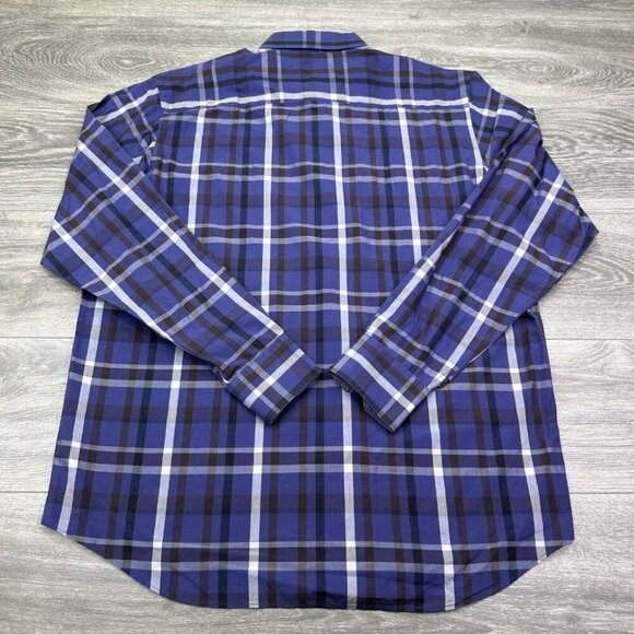 Bugatchi Dress Shirt Men's Large Blue Purple Plaid Geometric Flip Cuff Button Up - Picture 10 of 16